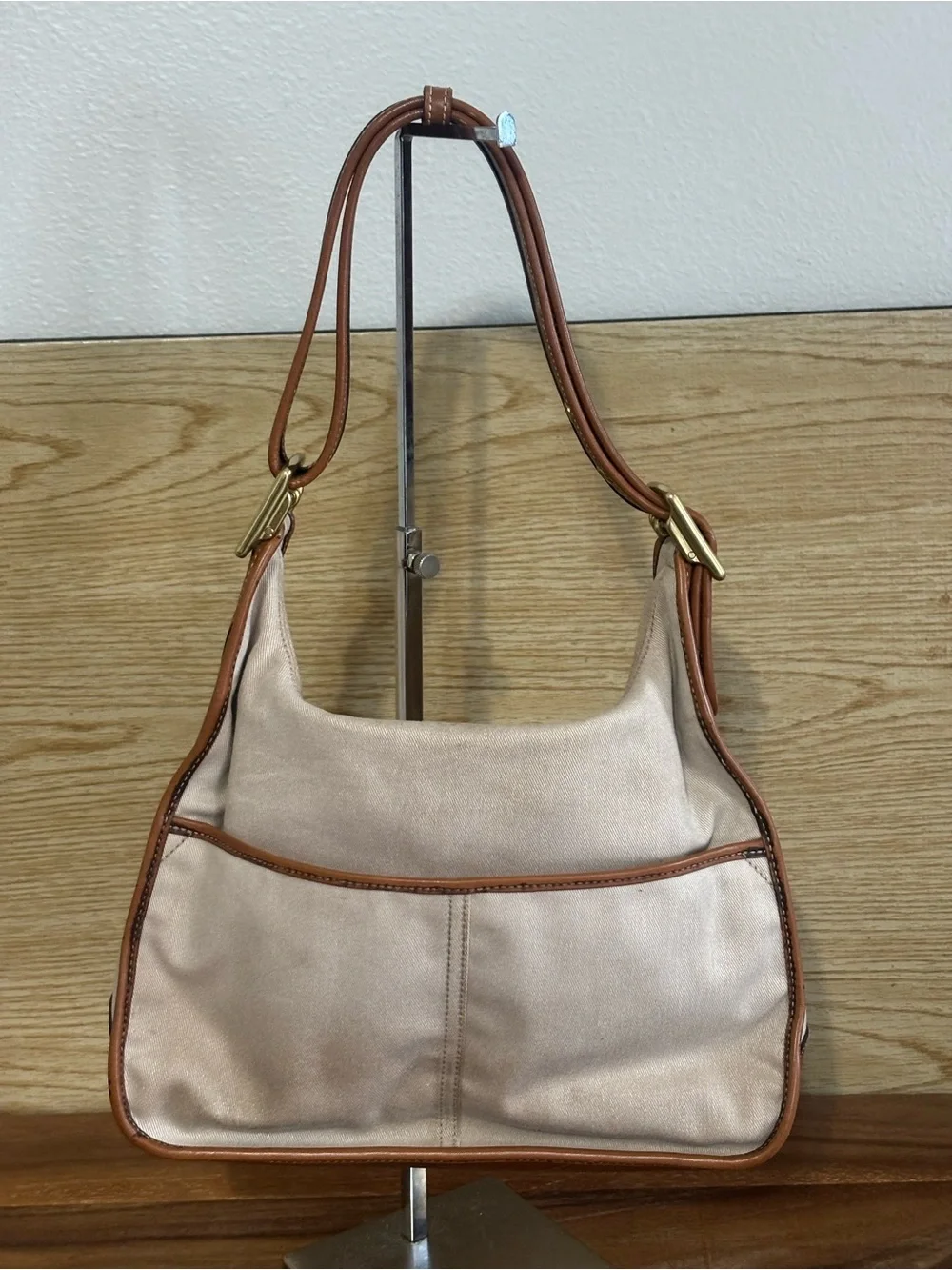 COACH Vintage Legacy Saddle Bag Cream Canvas & Tan Leather